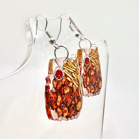 Chicken Nugget Earrings - Fries Earrings - Take Out Accessories - Lunch Lady Ear - Picture 2 of 8